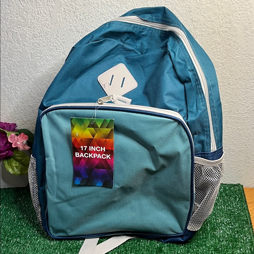 Men's Teal 17-Inch Backpack with Front Pocket - Casual Everyday Carry